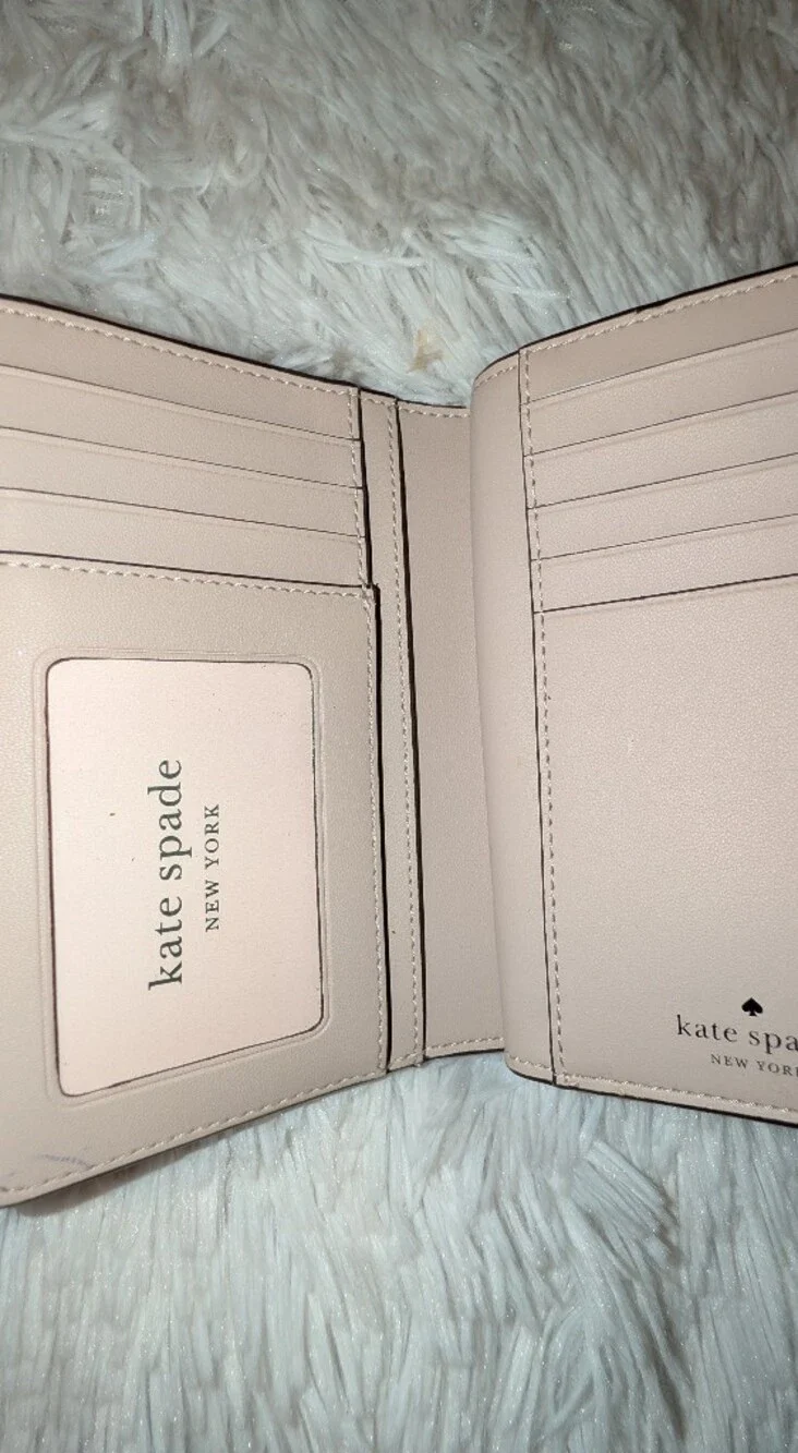 Kate Spade Medium Bifold Glitter Wallet Rose Gold VGC